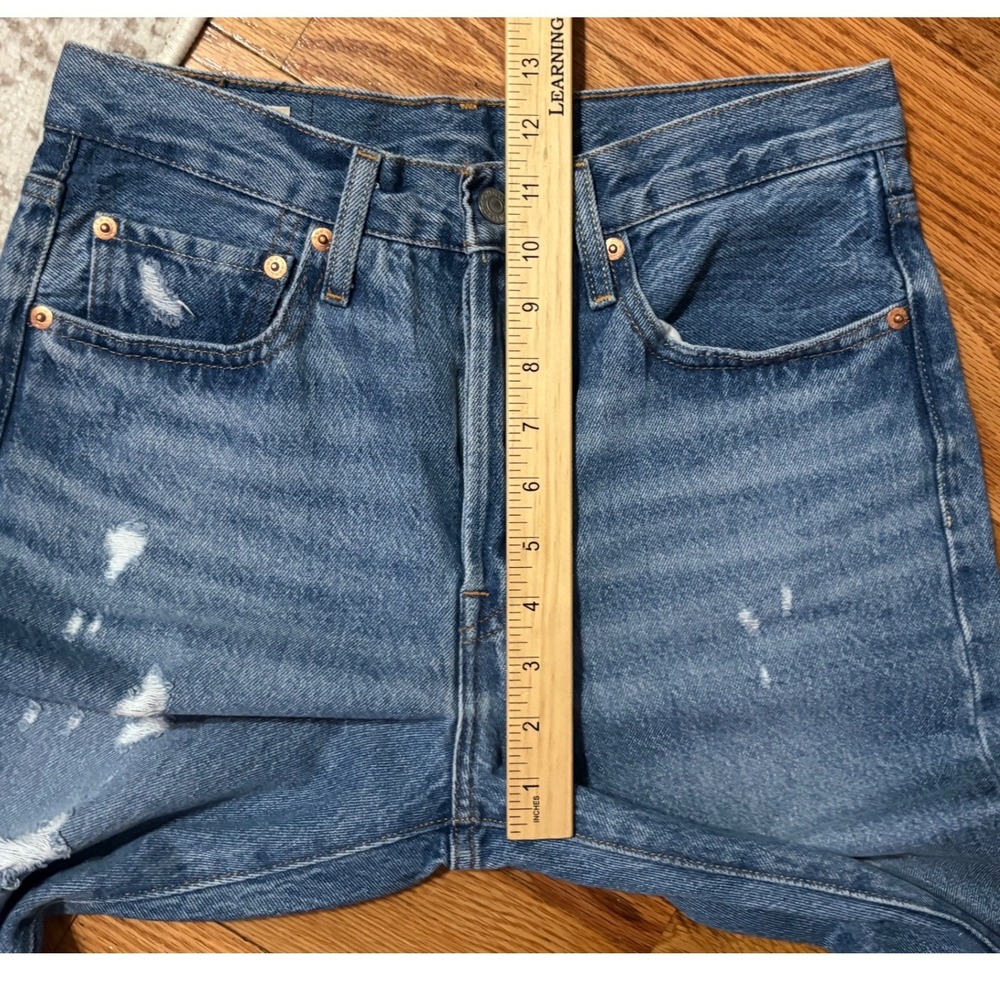 Levis Jeans Womens 27 Blue 501 Distressed High Rise 100% Cotton Button Fly Denim - Picture 5 of 8